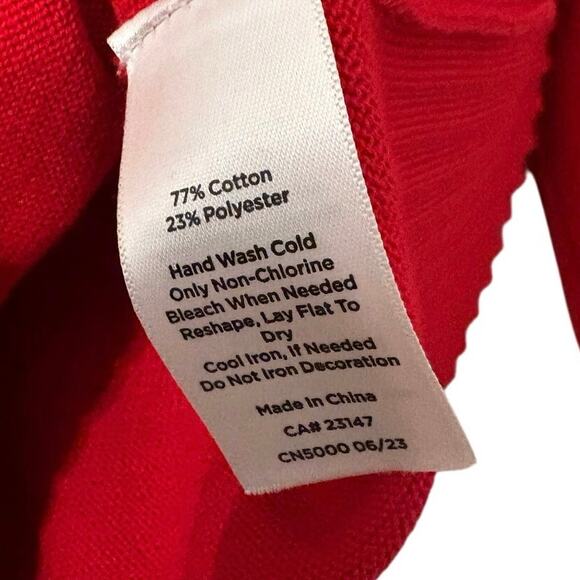 Talbots Red Crewneck Sweater with Pink Beaded Neckline P - Picture 4 of 8